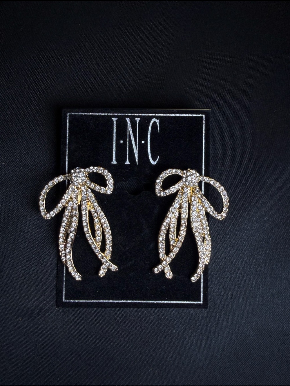 INC International Concepts Gold-tone Crystal Ribbon Drop Earrings